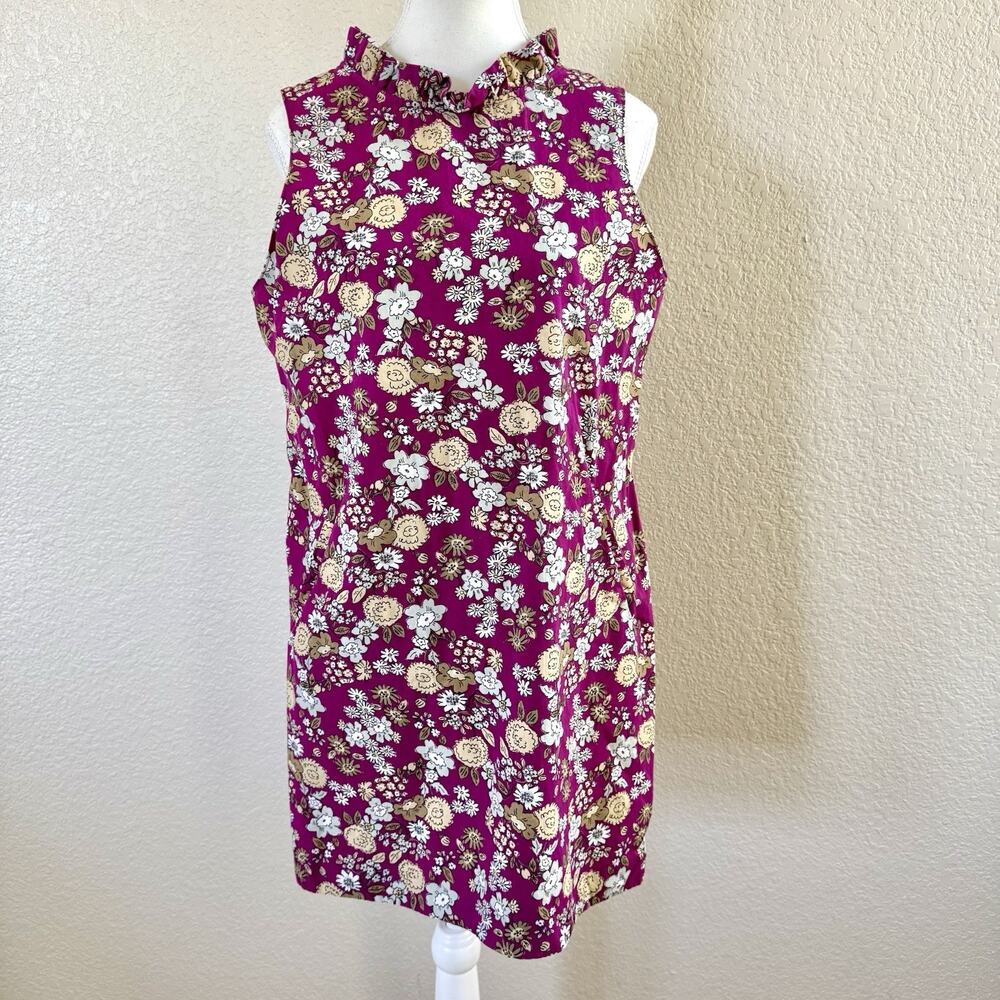Tyler Boe Dress Womens Medium Stella Pink Magenta Floral Tie Back Shift Pockets